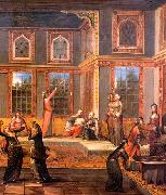 Jean-Baptiste Van Mour Harem scene with the Sultan Spain oil painting artist